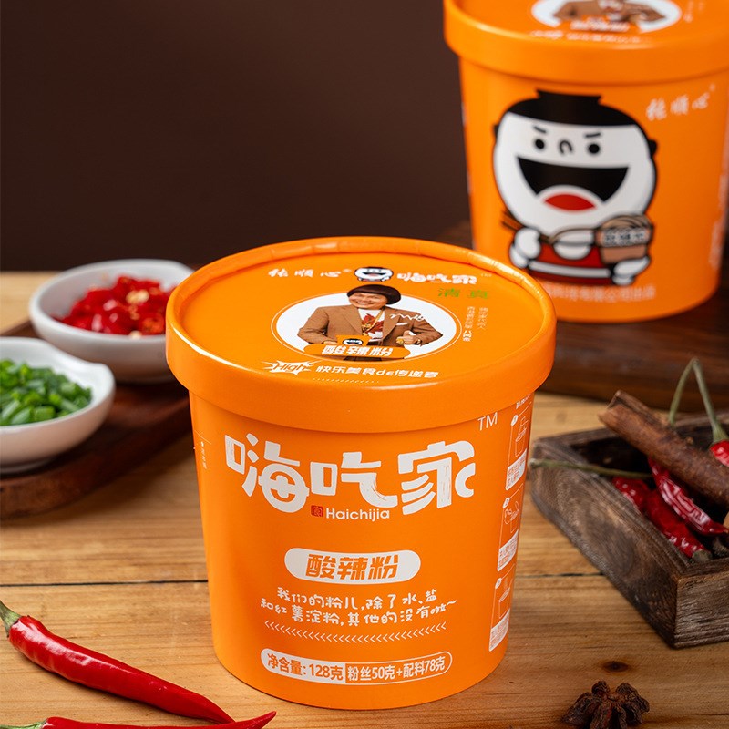 嗨吃家酸辣粉128mg*12大桶装冲泡免煮粉丝宿舍夜宵方便速食品