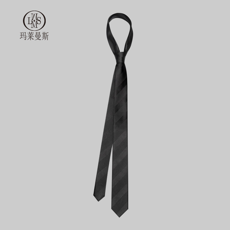 休闲领带男学院风韩版窄款衬衫装饰女时尚潮流黑色条纹设计5.5CM