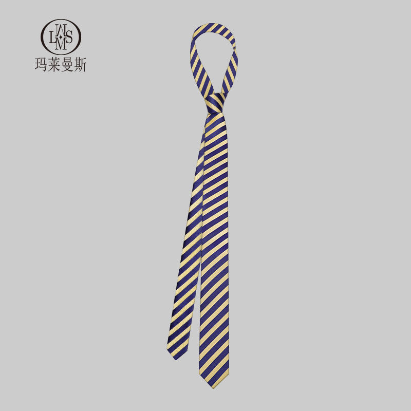 休闲领带男手打学院风韩版时尚黄蓝条纹衬衫女装饰学生英伦风细窄