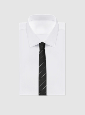黑色领带男潮学院韩版细窄休闲衬衫装饰女白兰条纹小众设计感5cm