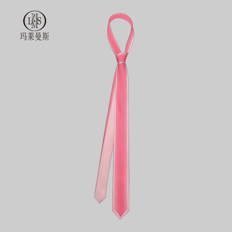 韩版休闲风窄款粉色渐变领带