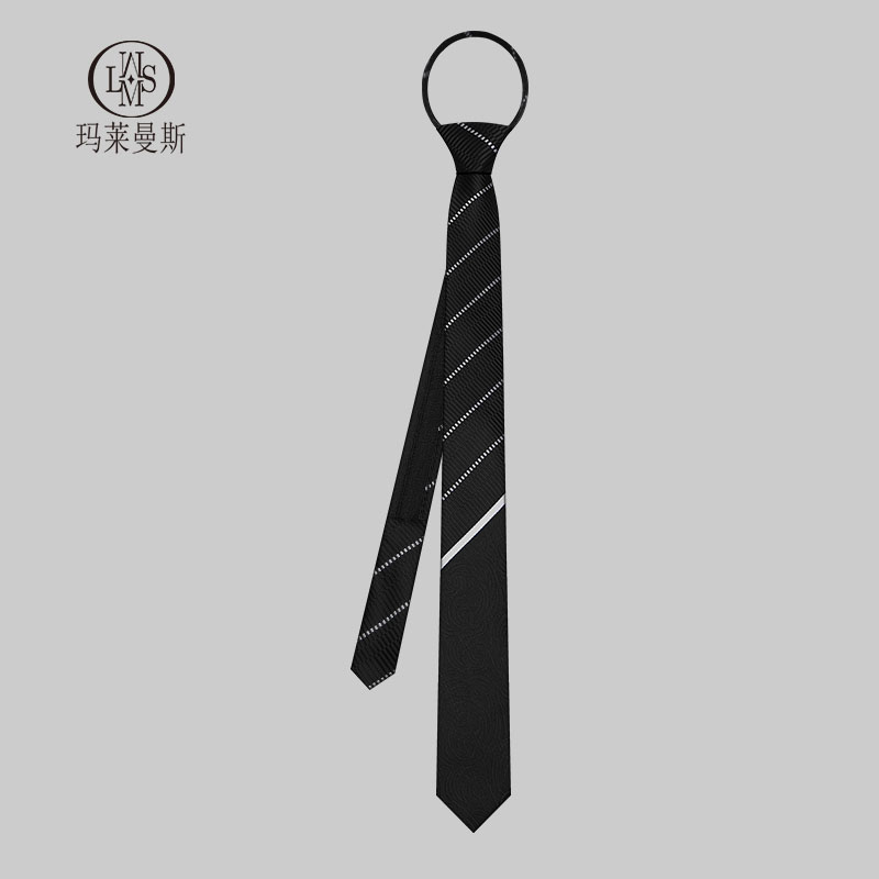 黑色领带男免打结易拉得休闲衬衫装饰女学院风韩版花纹懒人拉链式