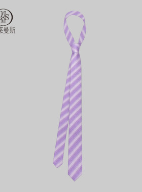紫色领带女款手打学院风韩版细窄休闲衬衫男潮JK条纹银点职业英伦