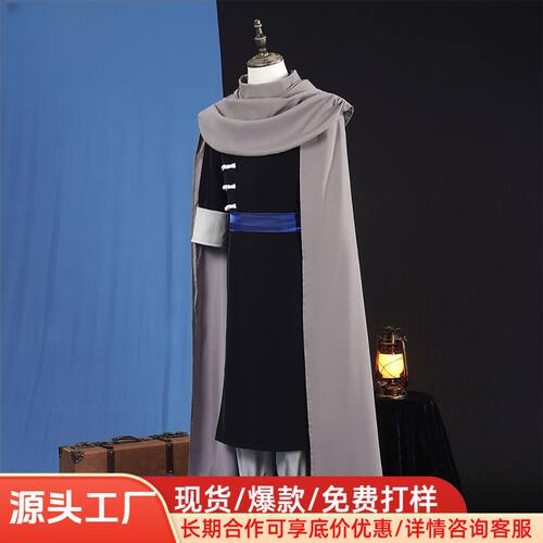 夜兔神威cos服银魂黑色长衫cosplay服装斗篷披风二次元动漫服跨境