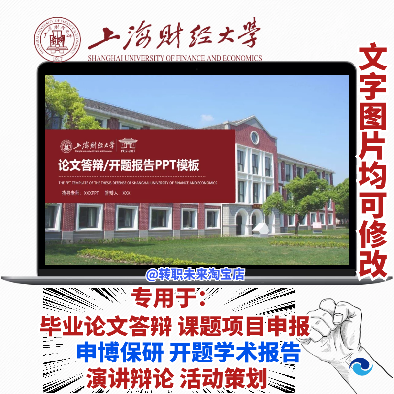 2025上海财经大学专通用毕业答辩论文PPT模板开课题项目汇申报告