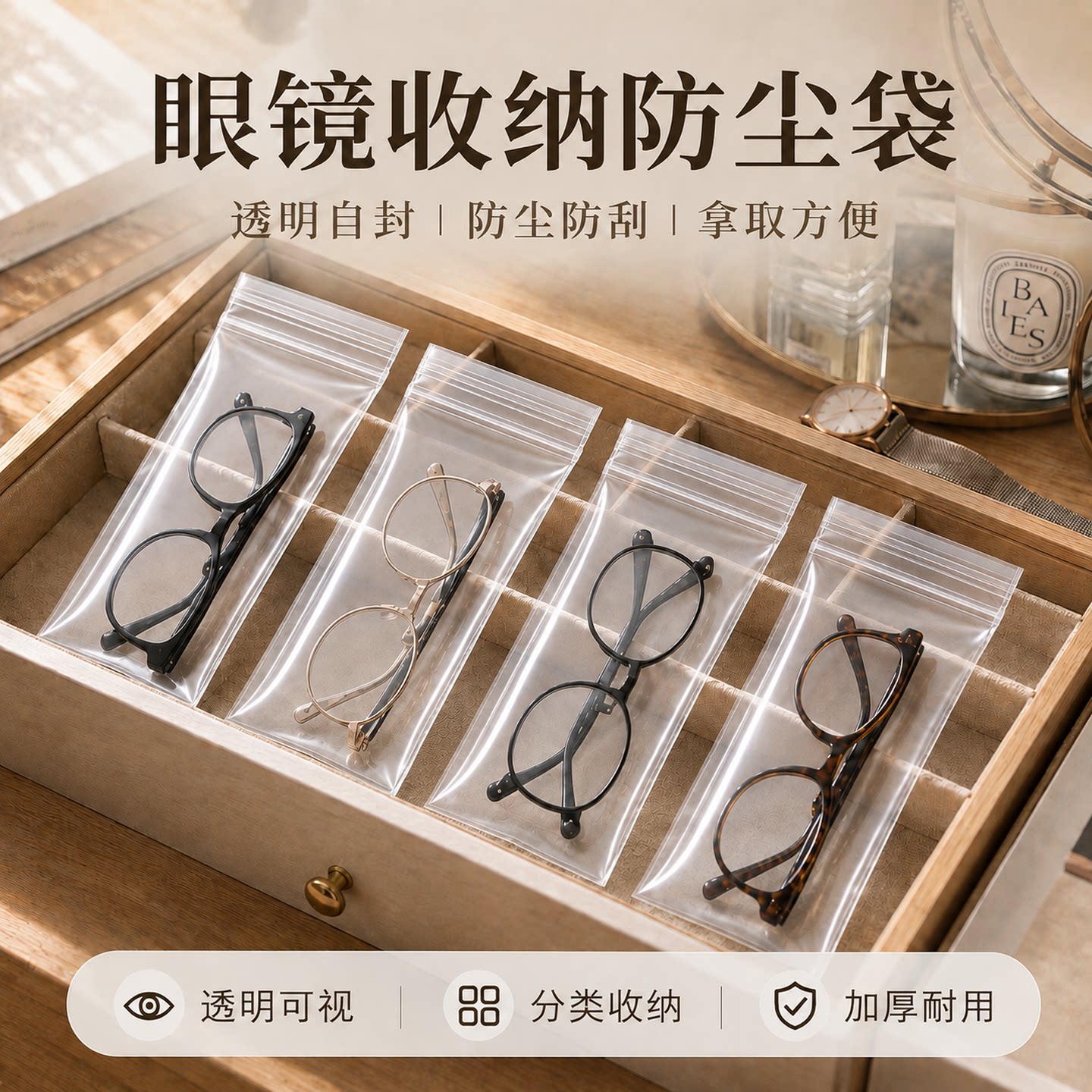 透明眼镜袋一次性自封口袋子墨镜太阳镜便携防尘塑料收纳包装袋