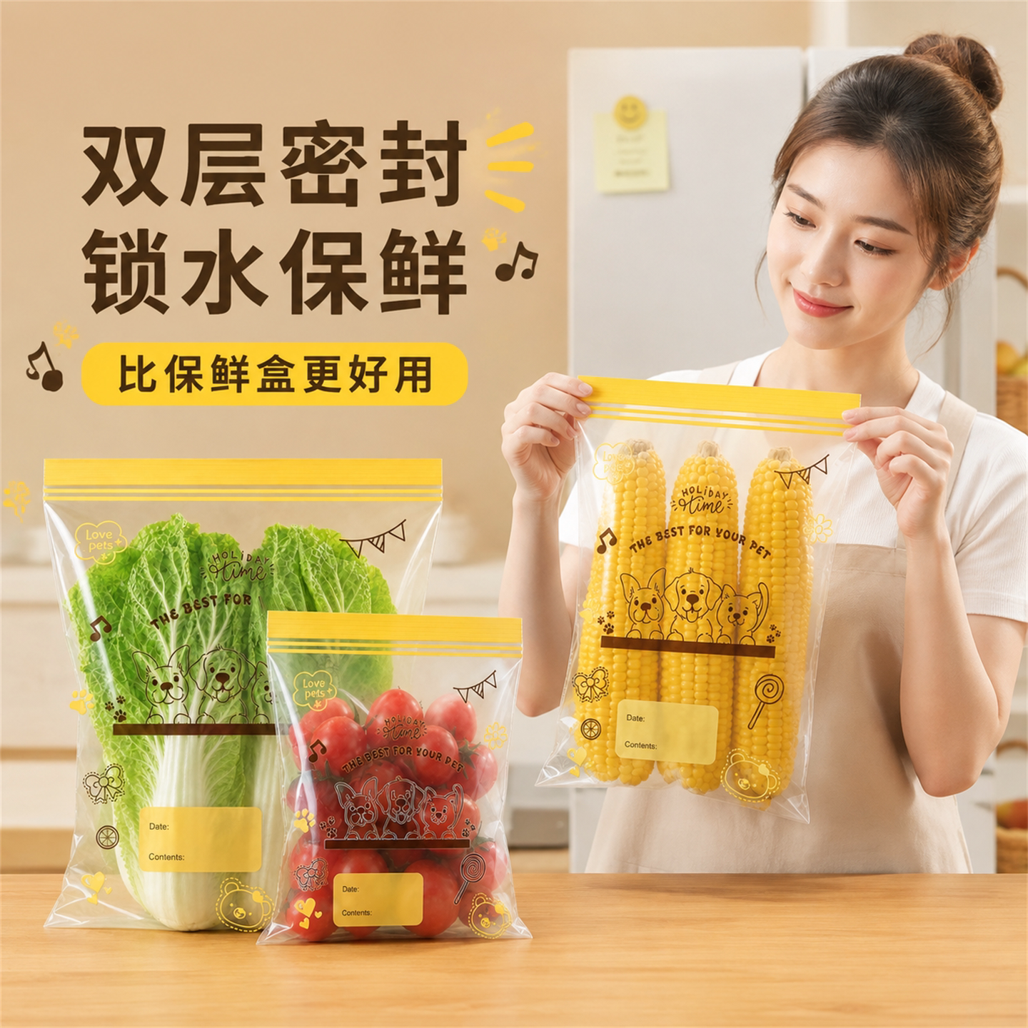 密封袋食品用保鲜袋自封袋塑封加厚家用冷冻专用多功能冰箱收纳袋