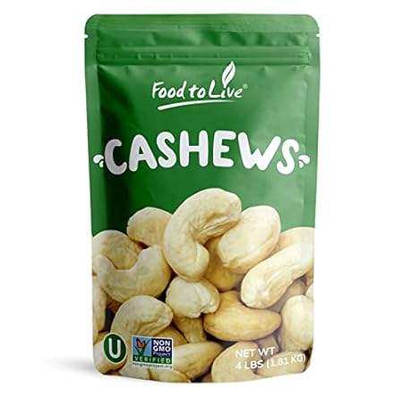 raw cashews, 4 pounds – deluxe whole nuts, unsalted, unr