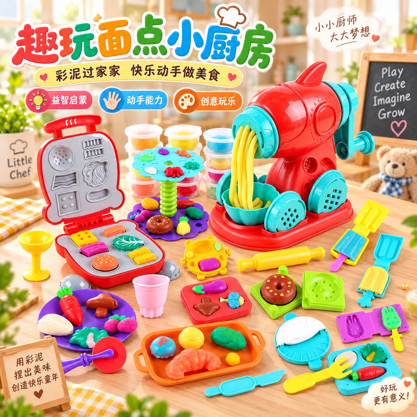 超轻粘土小学生专用面条机24色彩泥面包机工具幼儿园手工制作玩具