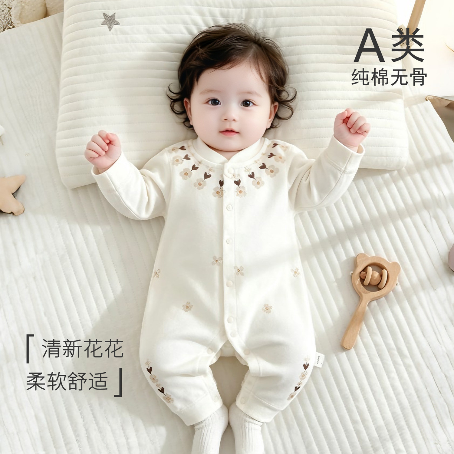 婴儿连体衣春秋款四季纯棉贴身打底新生儿衣服男女小月龄宝宝秋装