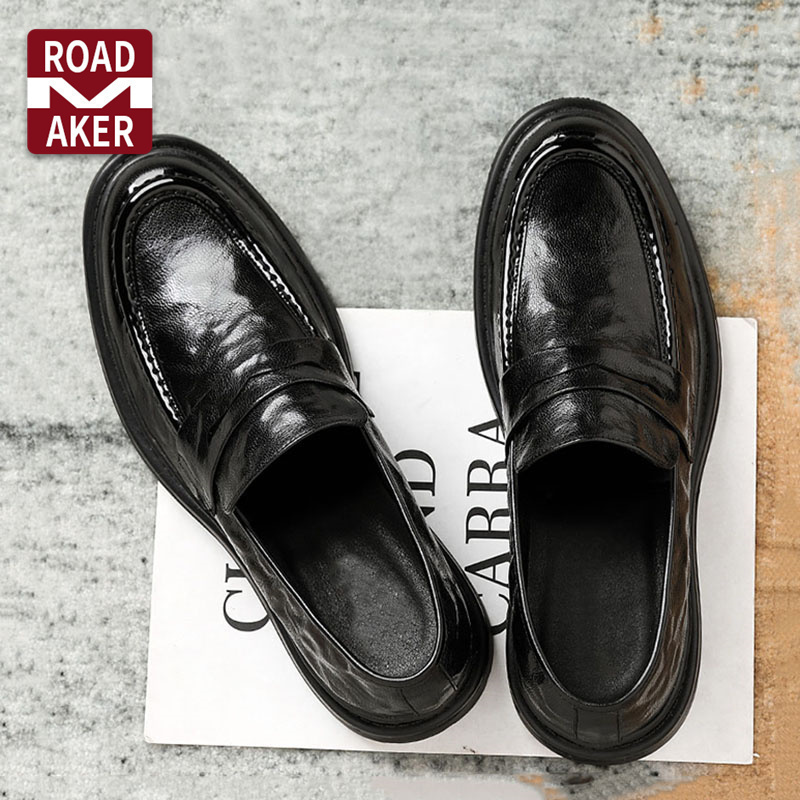 罗德梅科软羊皮皮鞋男一脚蹬真皮正装商务夏季镂空英伦休闲乐福鞋