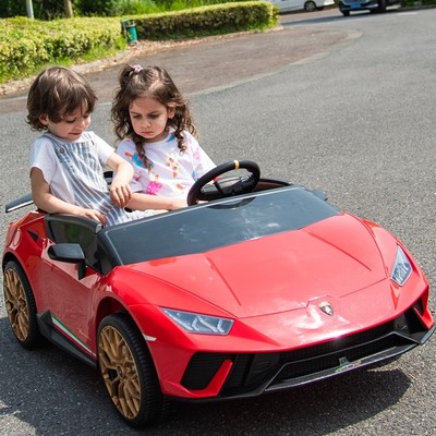 兰博基尼儿童电动车双座跑车四轮玩具汽车可坐人双人婴儿小孩童车