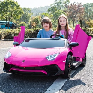 双人座兰博基尼儿童电动车汽车四轮亲子车可坐大人遥控小孩玩具车