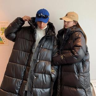 黑金棉服长款自带加热2025款羽绒棉衣情侣款棉衣抗寒棉袄外套