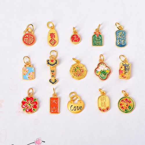 s925银镀金烧蓝滴溜配件手链项链串饰diy手工隔珠半成品
