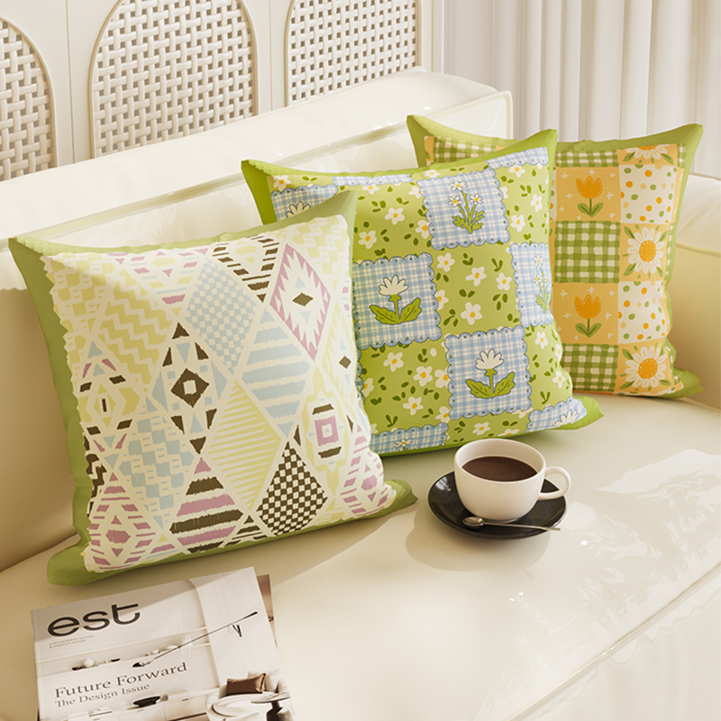 绿色复古抱枕法式腰靠枕组合枕套