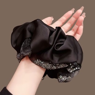 水钻缎面肥肠圈新款气质头绳大号皮筋头花发圈大肠发圈冬圣诞礼物