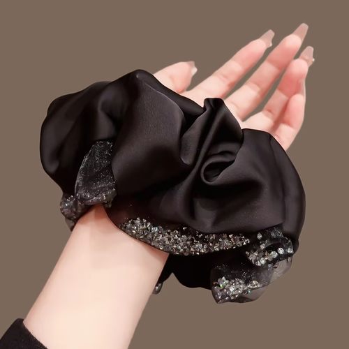 水钻缎面肥肠圈新款气质头绳大号皮筋头花发圈大肠发圈冬圣诞礼物