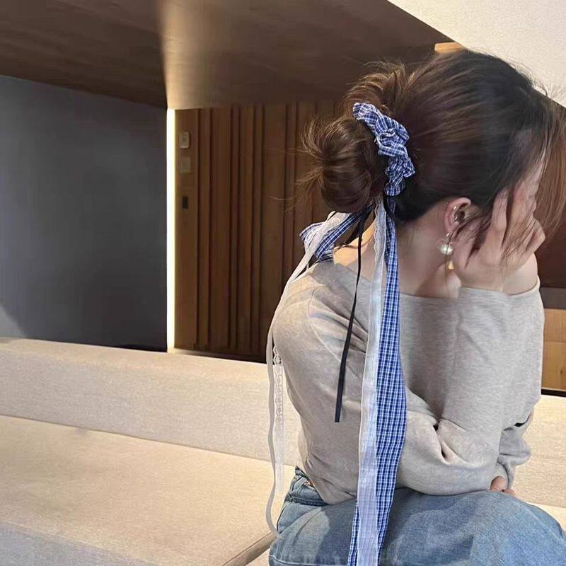 2025韩系蝴蝶结长飘带发圈洋气马尾头绳甜美超仙少女发绳皮筋发饰