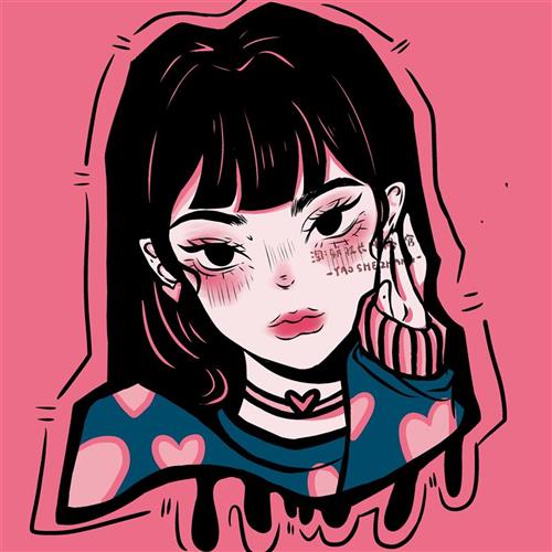s复古漫画甜酷可爱头像设计赛博朋克情g侣生日礼物照片转手绘定