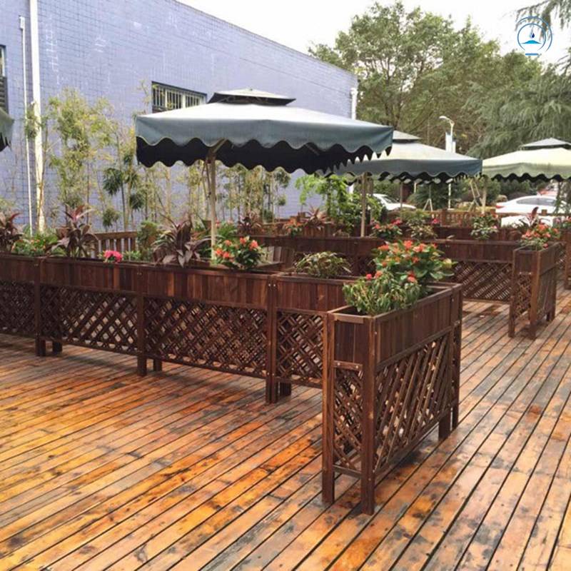 隔断花架花槽餐厅实木栅栏围栏屏风网格户外碳化防腐木花箱隔断墙