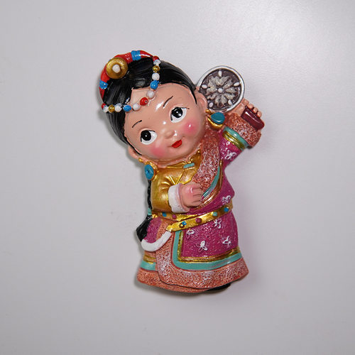 西藏玛尼石冰箱贴树脂人物立体磁吸文创布达拉宫藏文符祝福纪念品