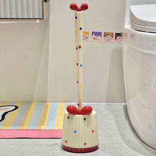 敲可爱波点马桶刷家用长柄带底座死角厕所刷子卫生间清洁套装