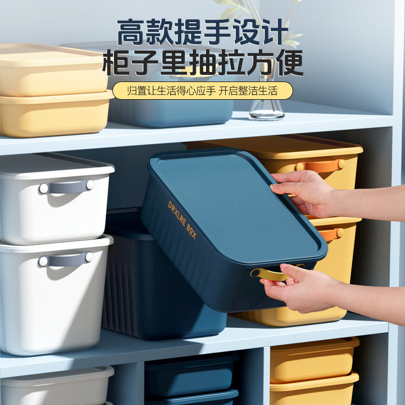 杂物玩具整理箱宿舍家用衣柜客厅大容量零食储物箱带盖桌面收纳盒