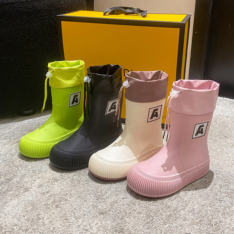 防水束口雨鞋女款时尚外穿中筒雨靴新款网红轻便水鞋防滑软底胶鞋