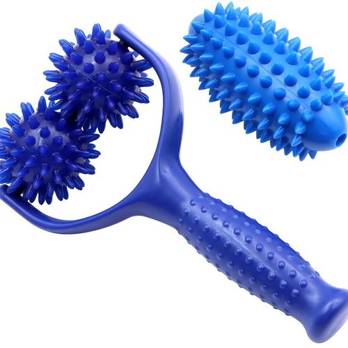 刺球肌肉按摩棒瑜伽瘦腿健身棒双头Y型肌肉放松按摩滚轮棒