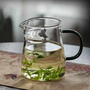 玻璃月牙公道杯茶漏一体绿茶专用茶具过滤泡茶公杯滤网功夫分茶器