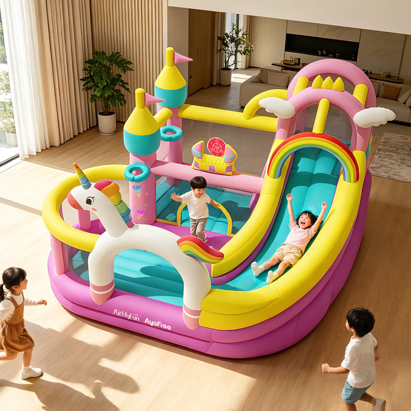 AirMyFun独角兽充气城堡带娃神器