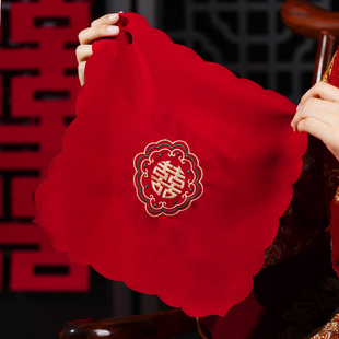 速发结婚全喜手绢方陪换红色中式喜帕小方巾婚庆用品大嫁新娘手帕