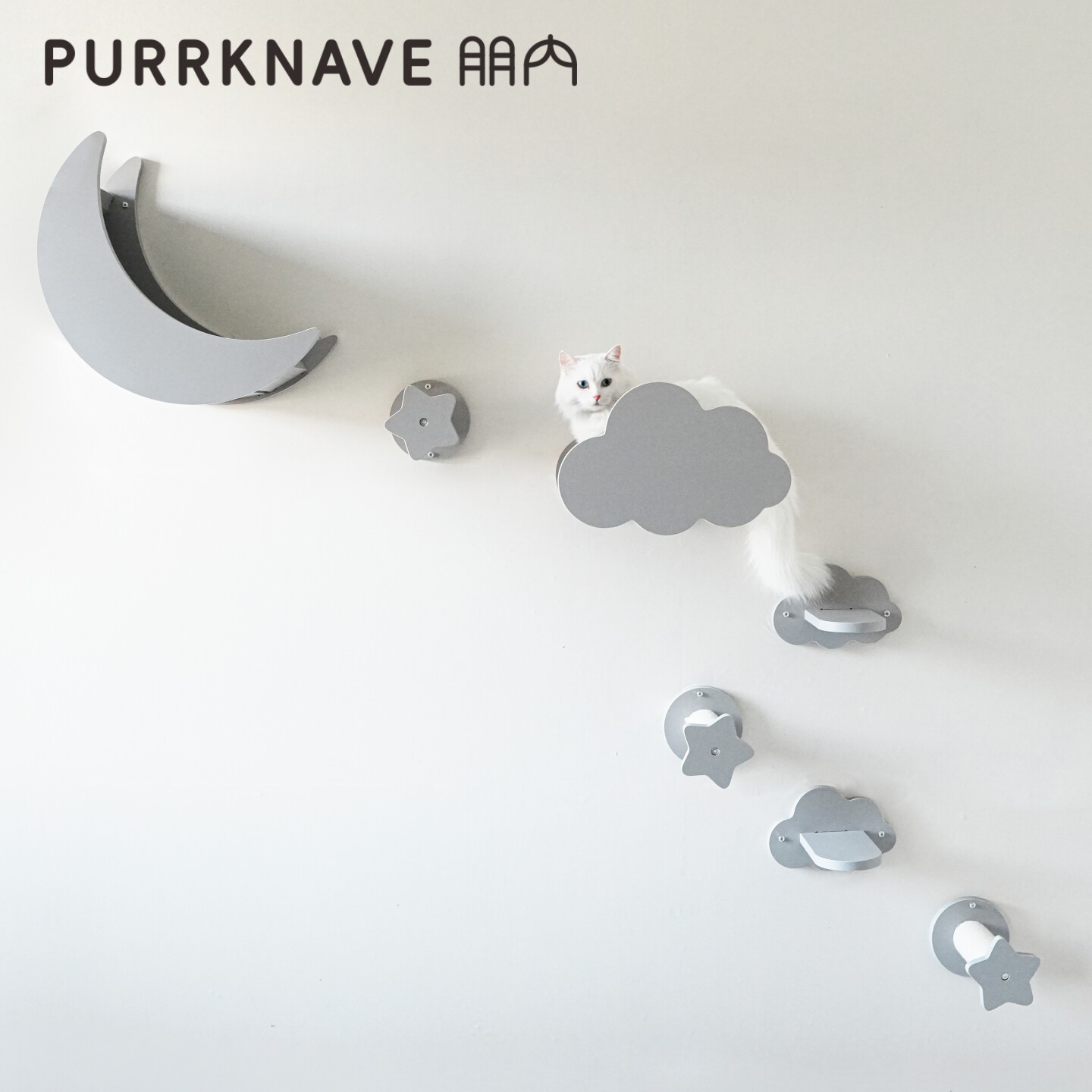 PurrKnave朋内实木猫爬架家用猫墙猫窝壁挂式上墙猫跳台猫咪架子图片