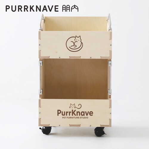 PurrKnave朋内双层手推车宠物用品收纳柜零食玩具置物架小推车