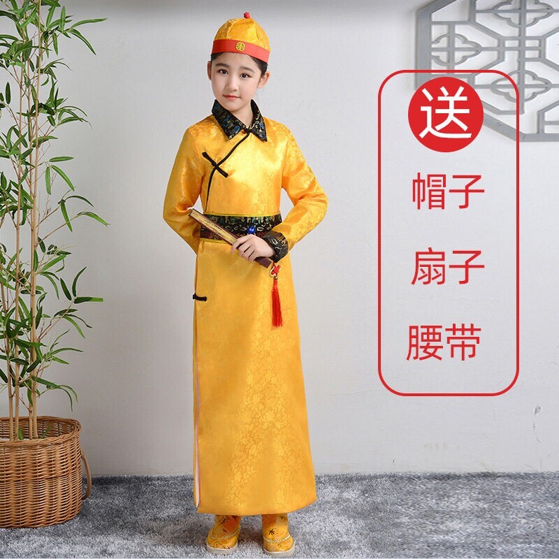 儿童古装格格服套装粉色宫廷表演服六一儿童古典舞服装贵妃满族
