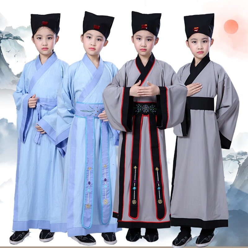 儿童古装汉服古代古装幼儿书童男童国学三字经弟子规演出表演服装