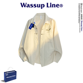 WASSUP 翻领衬衣 男春秋宽松休闲长袖 Line潮牌新中式 国风盘扣衬衫