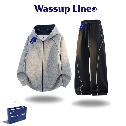 WassupLine潮牌痞帅男卫衣套装