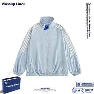 WASSUP Line潮牌夏季冰丝速干防晒服男女防紫外线三条杠立领外套