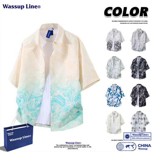 WASSUPLine椰树满印短袖衬衫夏