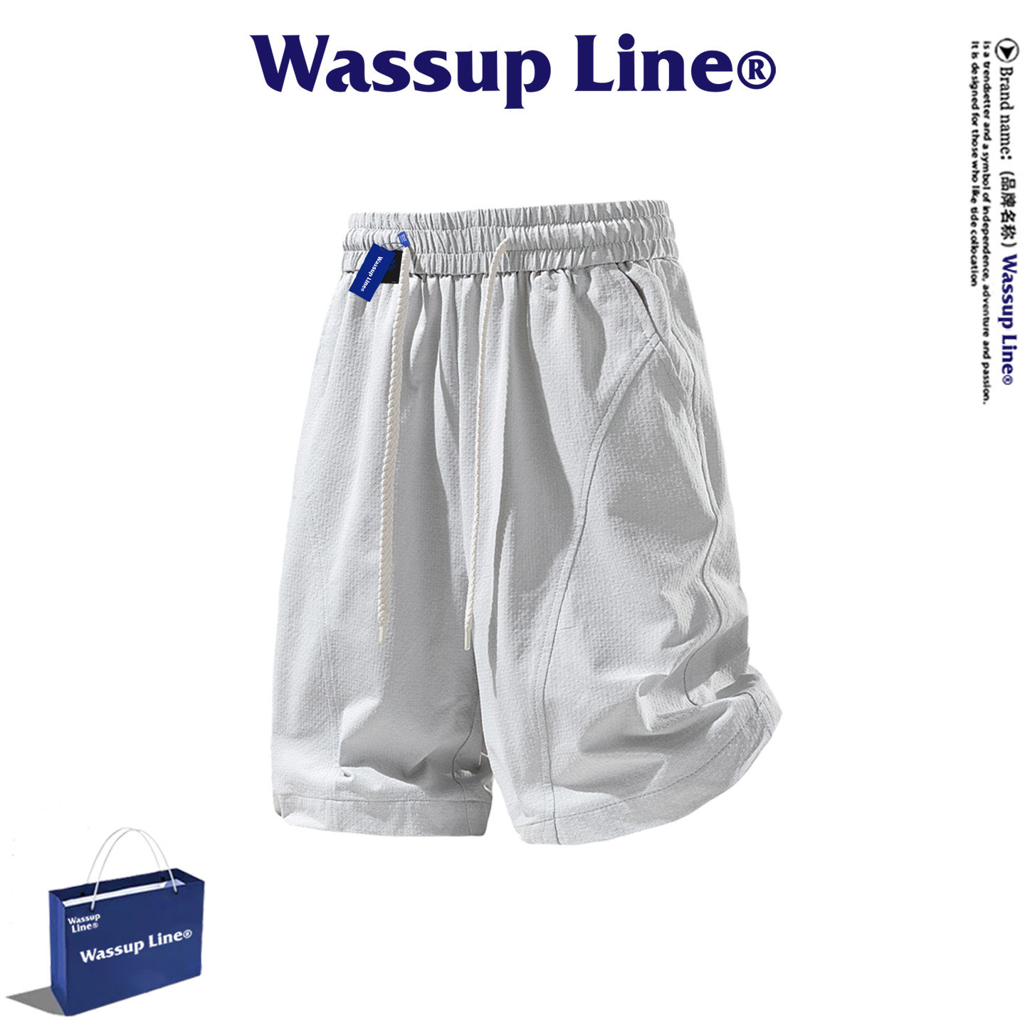 WASSUP Line潮牌休闲五分裤男夏季潮流通勤百搭宽松透气舒适短裤