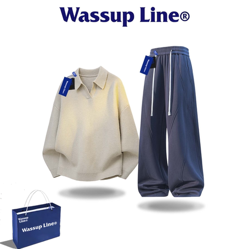 WASSUPLINE潮牌男士针织两件套
