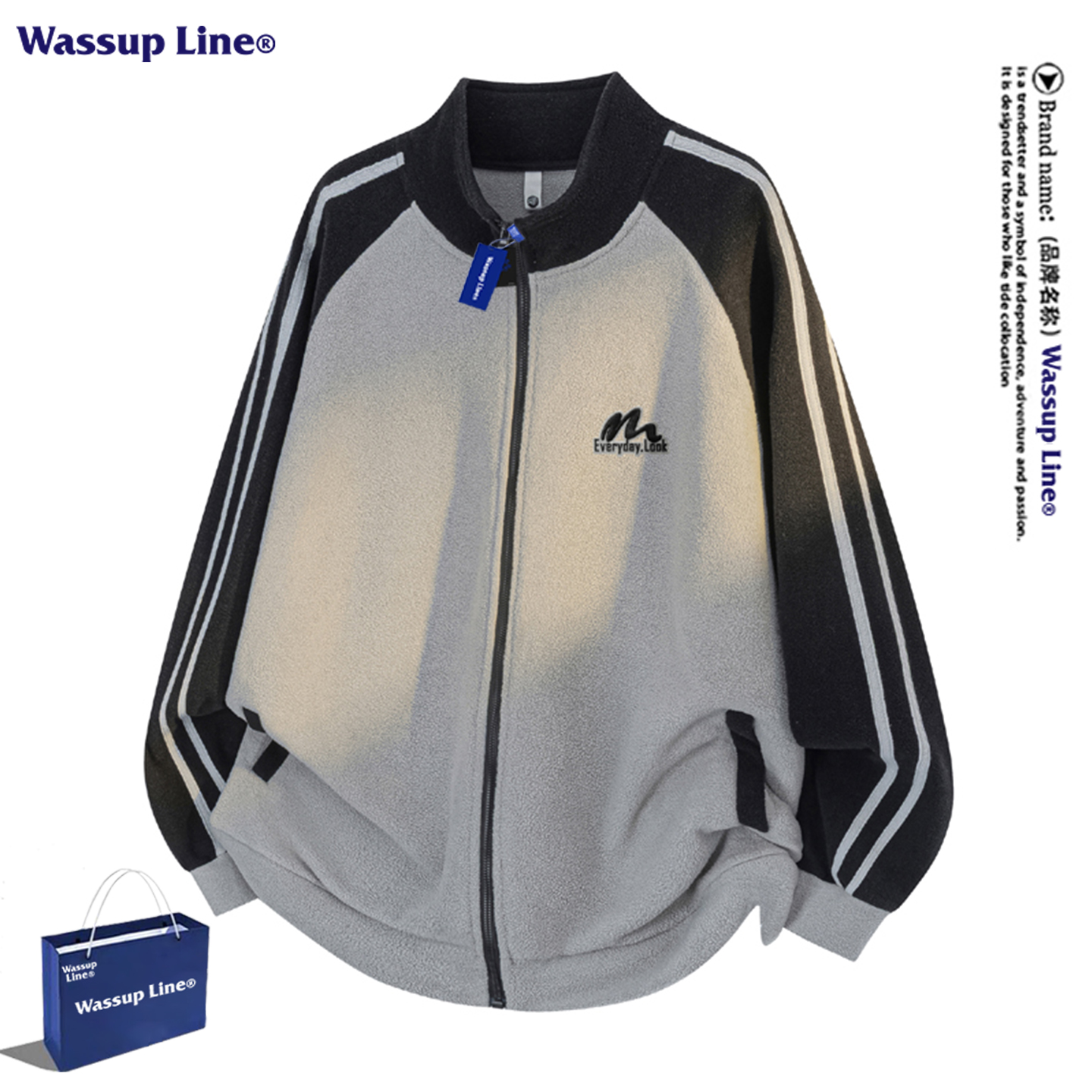 WASSUPLINE美式双面摇粒绒卫衣