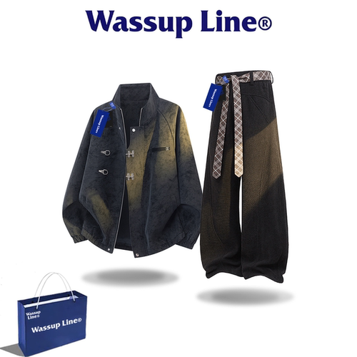 WASSUPLINE潮牌皮衣外套两件套