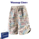 男款 涂鸦短裤 男士 WASSUP 宽松五分裤 沙滩裤 夏季 子 Line潮牌美式