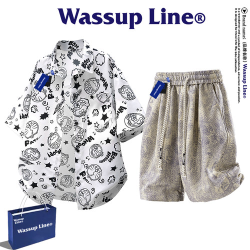 WASSUPLINE潮牌套装男款夏季