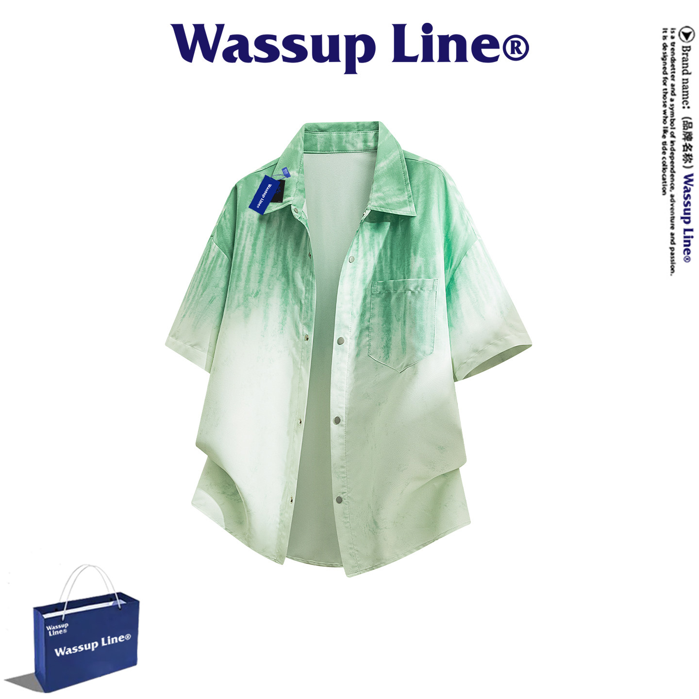 WASSUPLine潮牌时尚短袖衬衫男图片