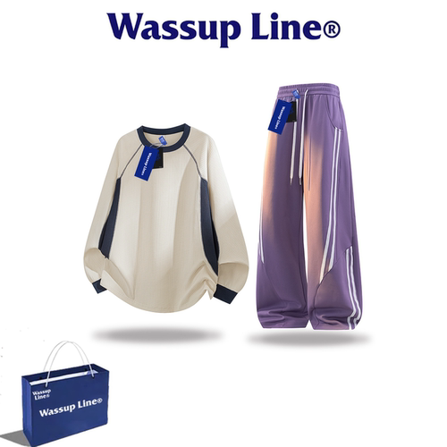 WASSUPLINE潮牌秋季撞色男套装