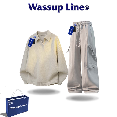 WASSUPLINE潮牌秋男针织两件套